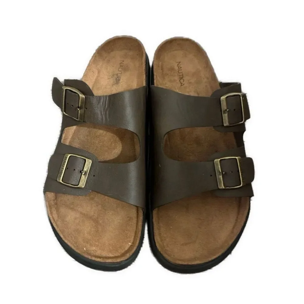 nautica mens brown slides Sandals 13